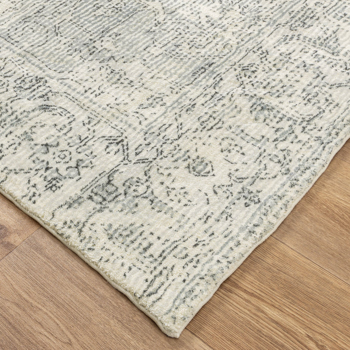 Drizzle Distressed Medallion Cream Rug