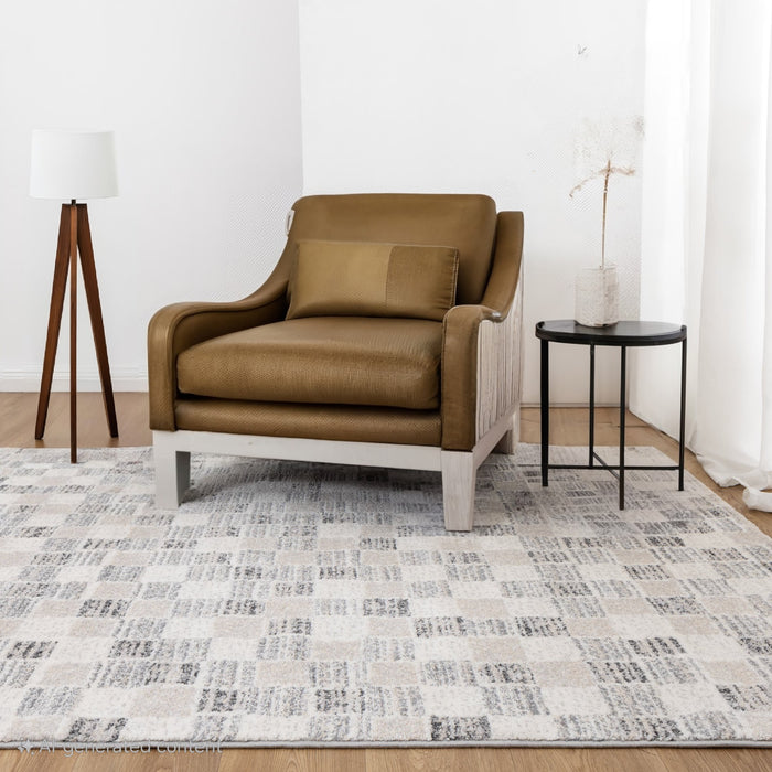 Sunkist Checkered Grey Beige Rug