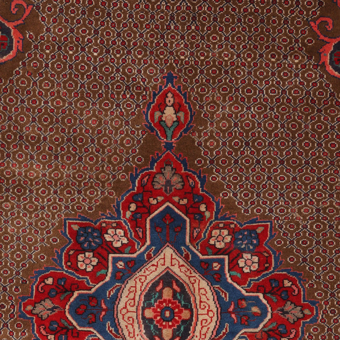 Afshon Persian Hamadan Oval Brown Blue Rug