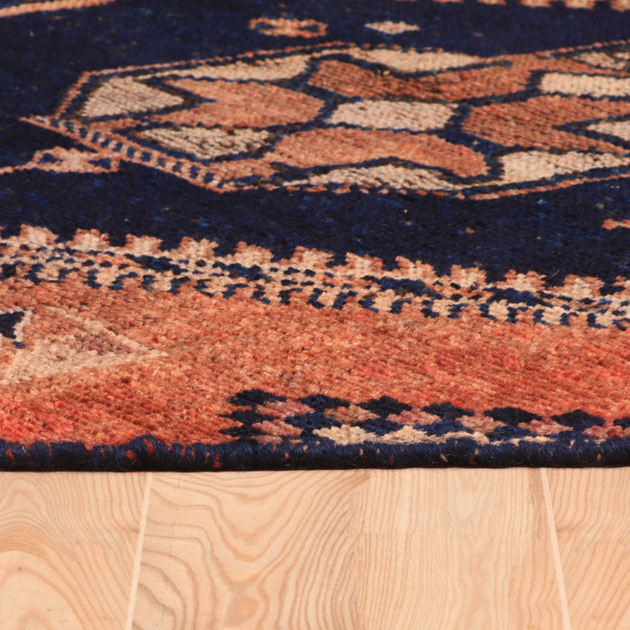 Afshon Persian Shiraz Oval Rust Blue Rug