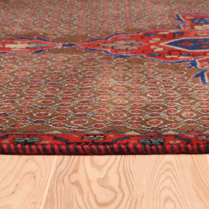 Afshon Persian Hamadan Oval Brown Blue Rug