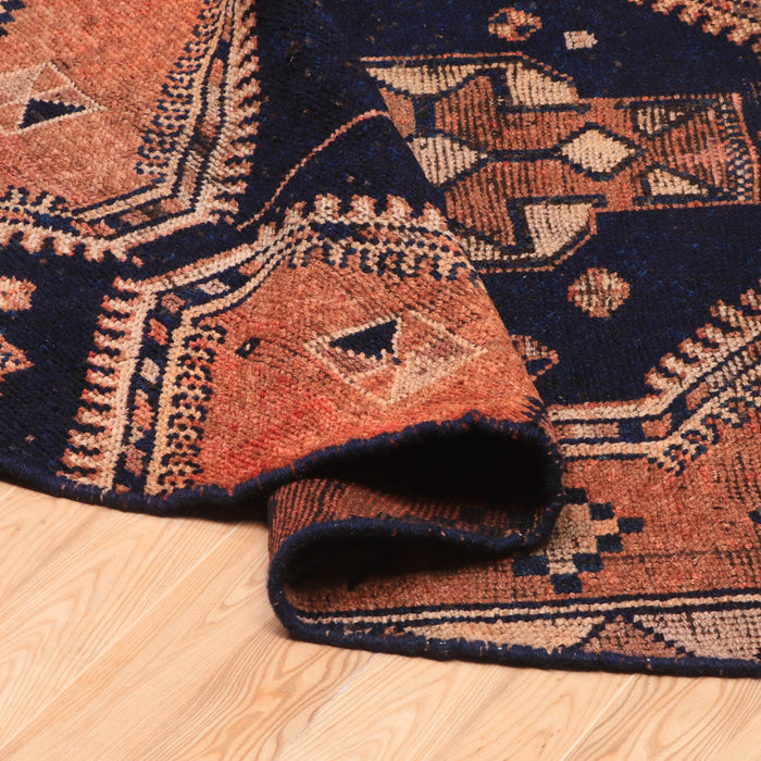 Afshon Persian Shiraz Oval Rust Blue Rug