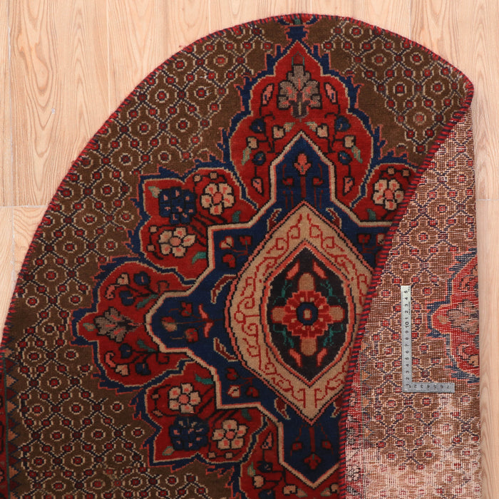 Afshon Persian Hamadan Oval Brown Blue Rug