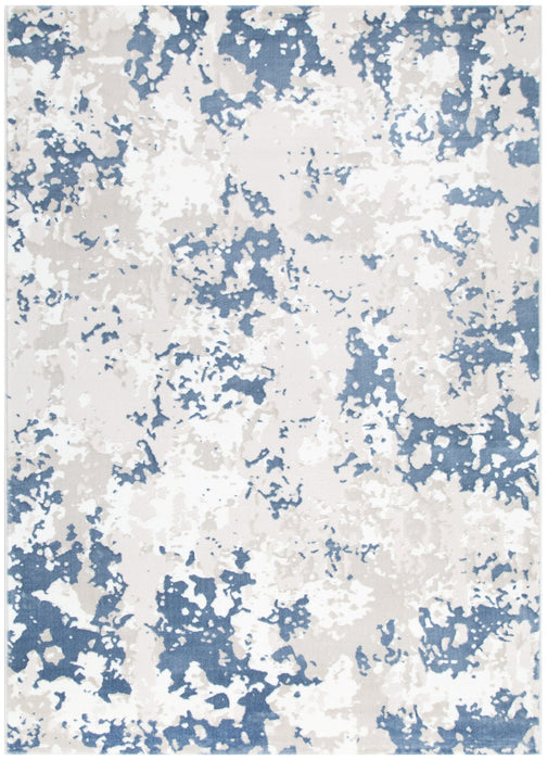 Antique Abstract Splash Blue Multi Rug