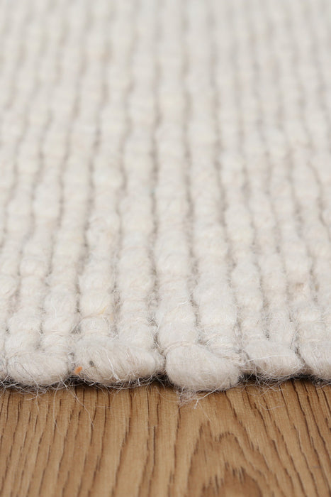 Basalt Wool Blend Textured Ivory Rug