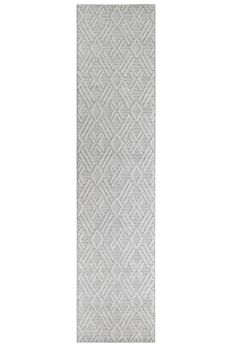 Berlin Cross Light Grey Runner Rug