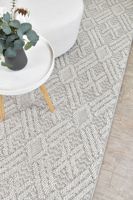 Berlin Cross Light Grey Runner Rug