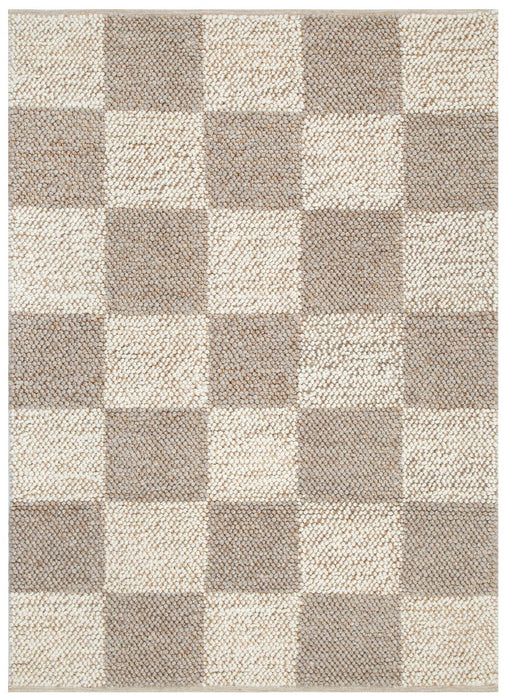 Twin Weave Checkered Beige Ivory Rug