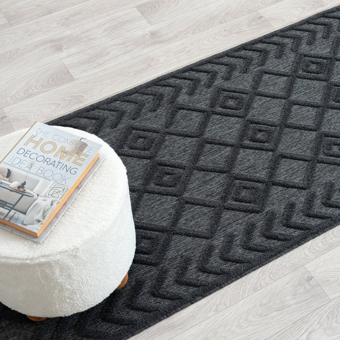 Calm Fear Charcoal Runner Rug