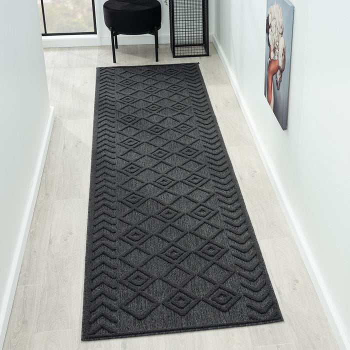 Calm Fear Charcoal Runner Rug