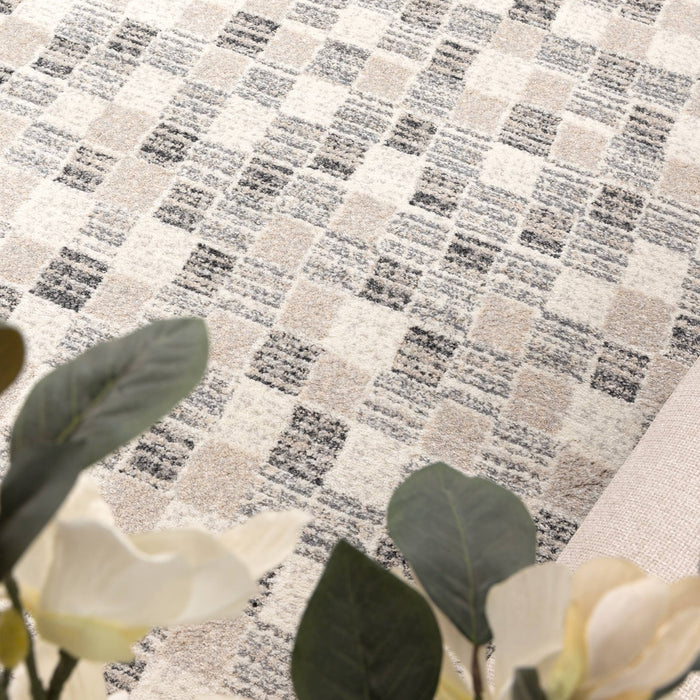 Sunkist Checkered Grey Beige Rug