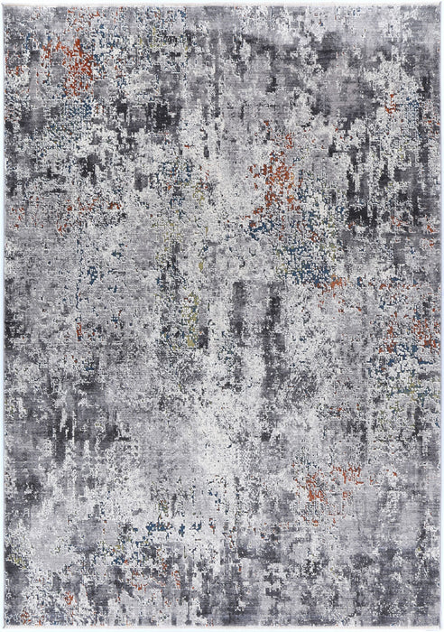 Almir Distressed Watercolour Grey Multi Rug