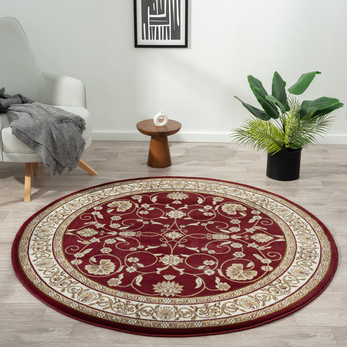 Stratum Persian Classic Red Round Rug — SydneyRugsOnline