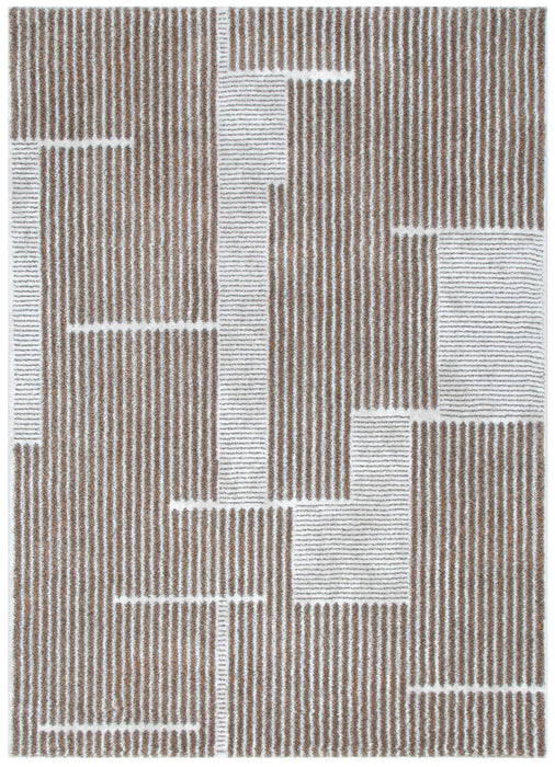 privilege Hero Lines Beige Grey Runner Rug