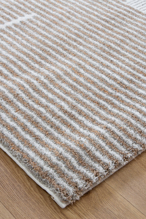 privilege Hero Lines Beige Grey Runner Rug