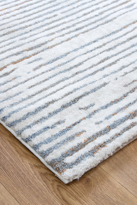 privilege Distressed Lines Blue Runner Rug