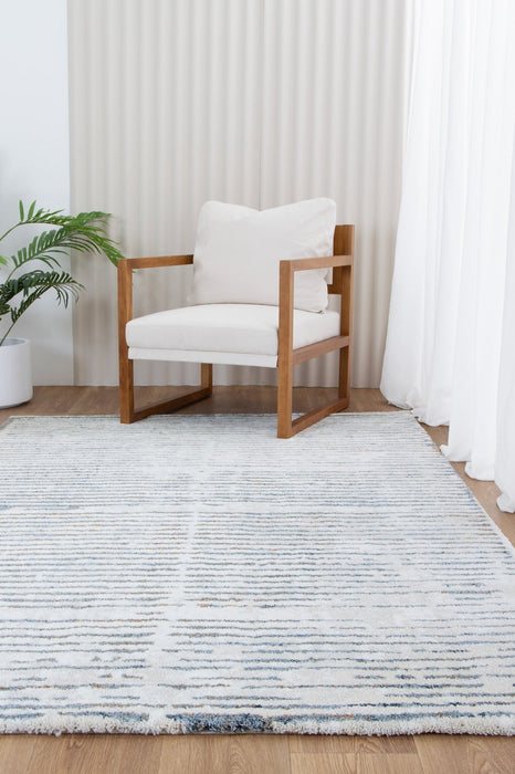 privilege Distressed Lines Blue Rug