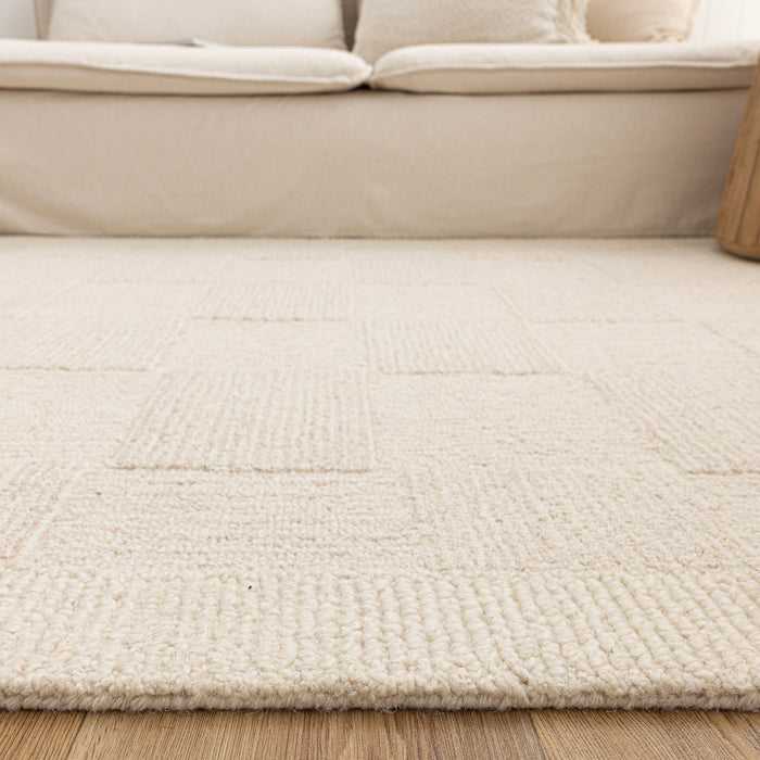 Les Nomades Plaid Cream Wool Rug