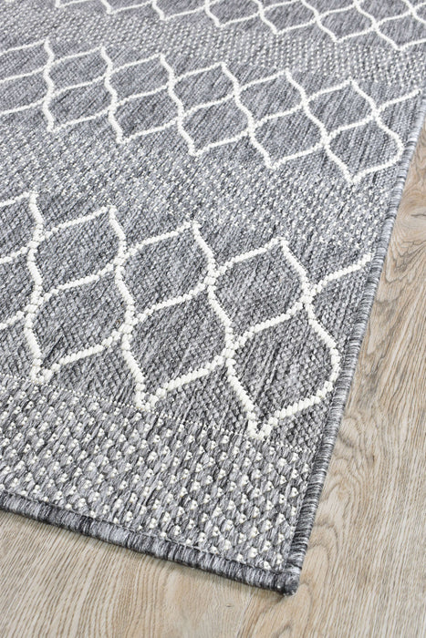 Long Island Trellise strip Grey Runner Rug