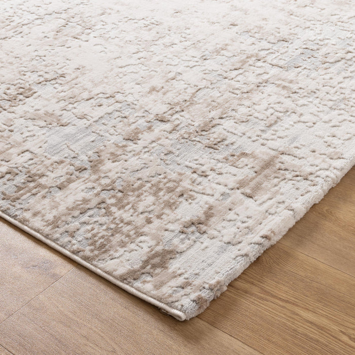 Kekchi Abstract Distressed Cream and Beige Runner Rug