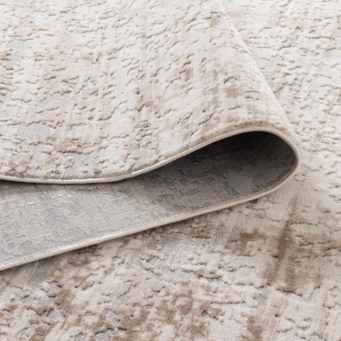 Kekchi Abstract Distressed Cream and Beige Runner Rug