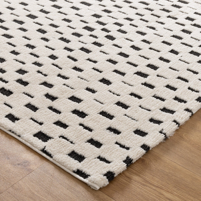 Milium Squares Black and Cream Rug