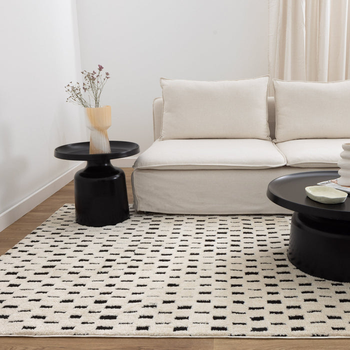 Milium Squares Black and Cream Rug