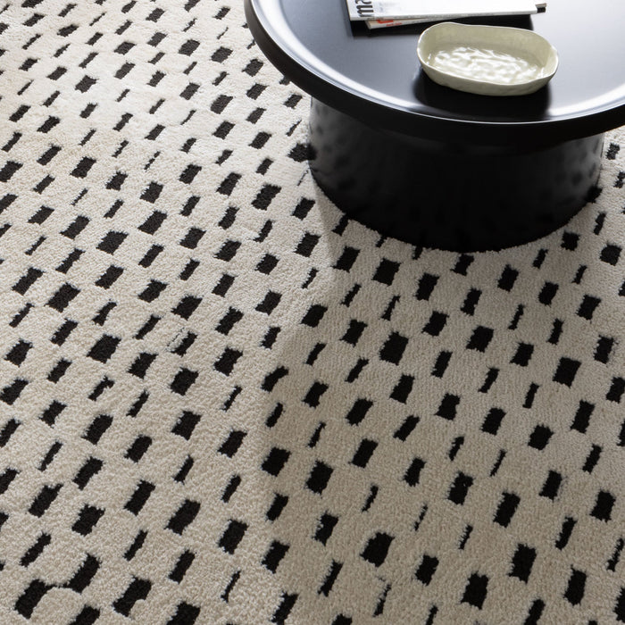 Milium Squares Black and Cream Rug