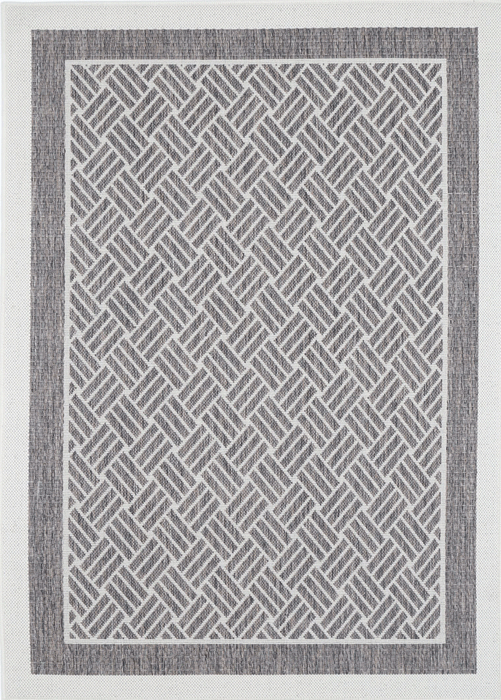 Sisalo Geometric Bordered Cream Grey Rug