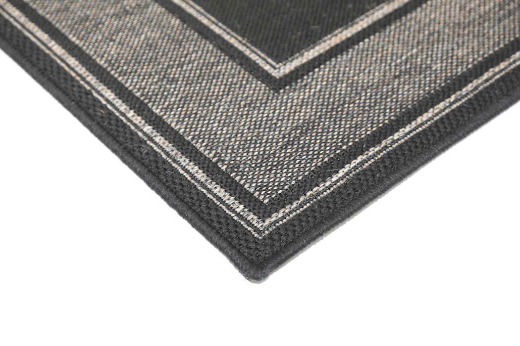 Sisalo Plain Bordered Grey Black Rug