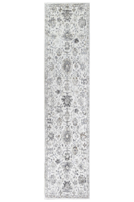 Sophia Pearl Bloom Grey Beige Runner Rug