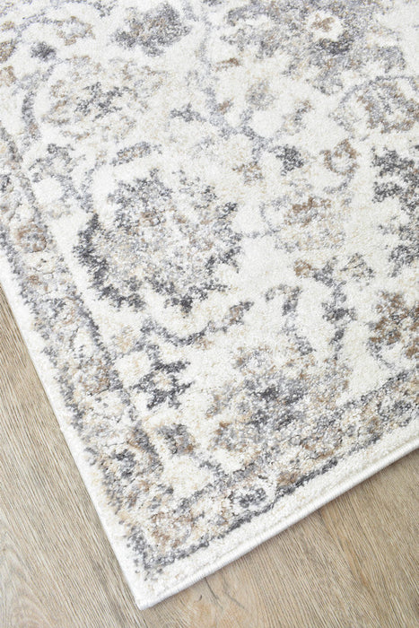 Sophia Pearl Bloom Grey Beige Runner Rug