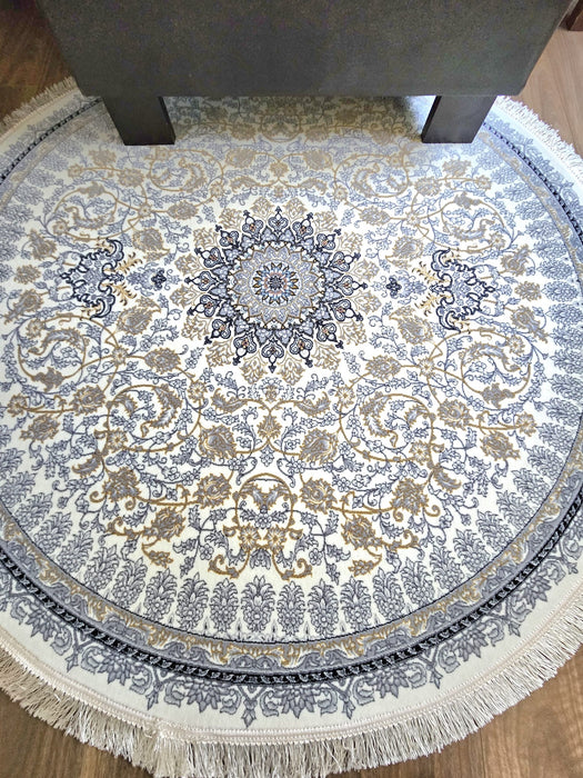 Arsham Floret Silver Cream Round Rug