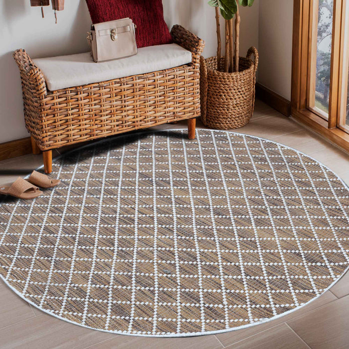 Puzzle Brown Round Rug