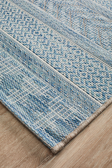 Courtyard Patio Blue Runner Rug