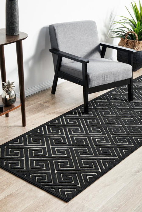 Edfu Truth Black & Gold Runner Rug