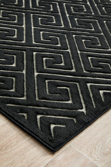 Edfu Truth Black & Gold Runner Rug