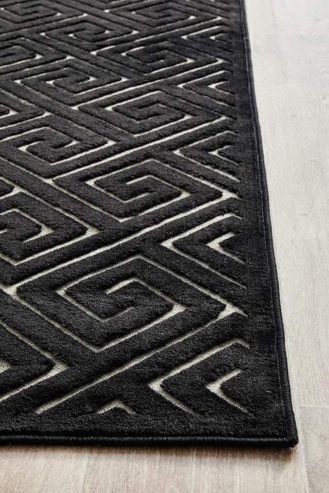 Edfu Truth Black & Gold Runner Rug