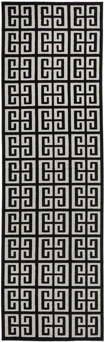 Edfu Maze Black & Gold Runner Rug