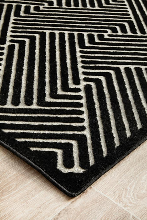 Edfu Theme Black & Gold Runner Rug